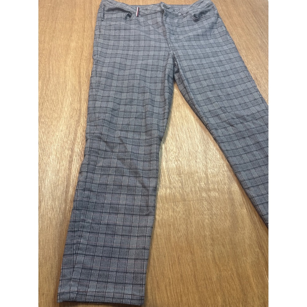 Tommy Hilfiger Plaid Ankle Pants Womens 10 Grey Excellent Slim Leg Trousers - Picture 2 of 10